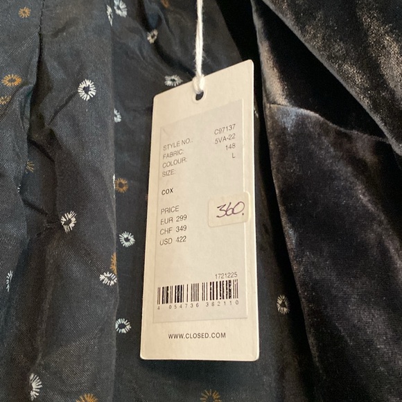 NWT CLOSED Men's Size Large Cox Viscose Silk Blend Velvet Blazer long sleeve Poc - Picture 3 of 6